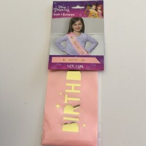 Pink & Gold Disney "Birthday Princess" Party Sash - 1 Count | BRAND NEW IN PKG.